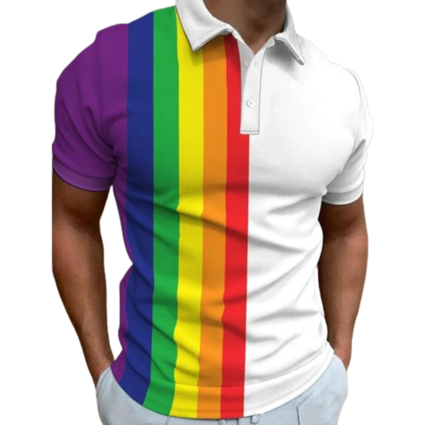 Zanvor - Heren Gestreepte Gradient Polo Shirt met Knoopsluiting - Korte Mouw, Casual Pasvorm, Ombre Design