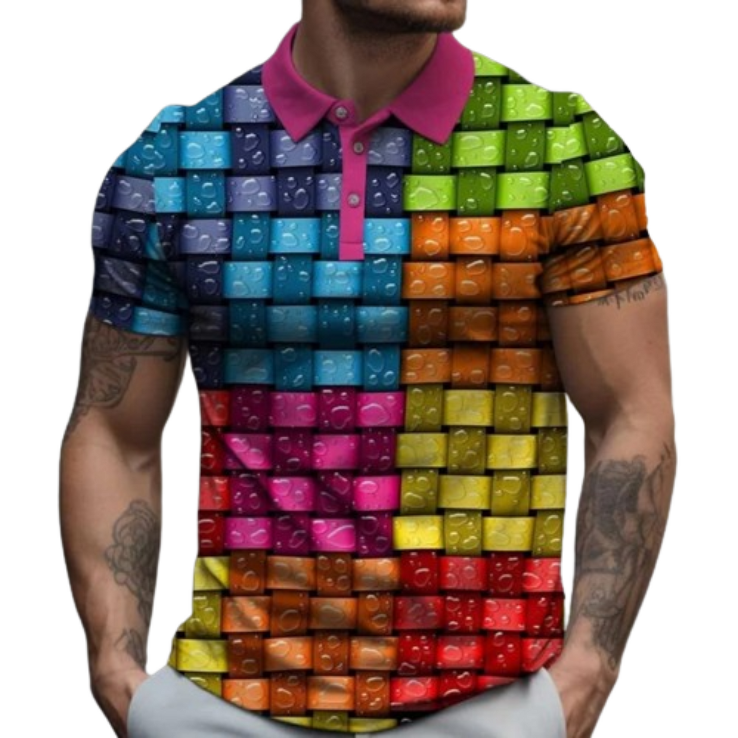 Zanvor - Heren Gestreepte Gradient Polo Shirt met Knoopsluiting - Korte Mouw, Casual Pasvorm, Ombre Design