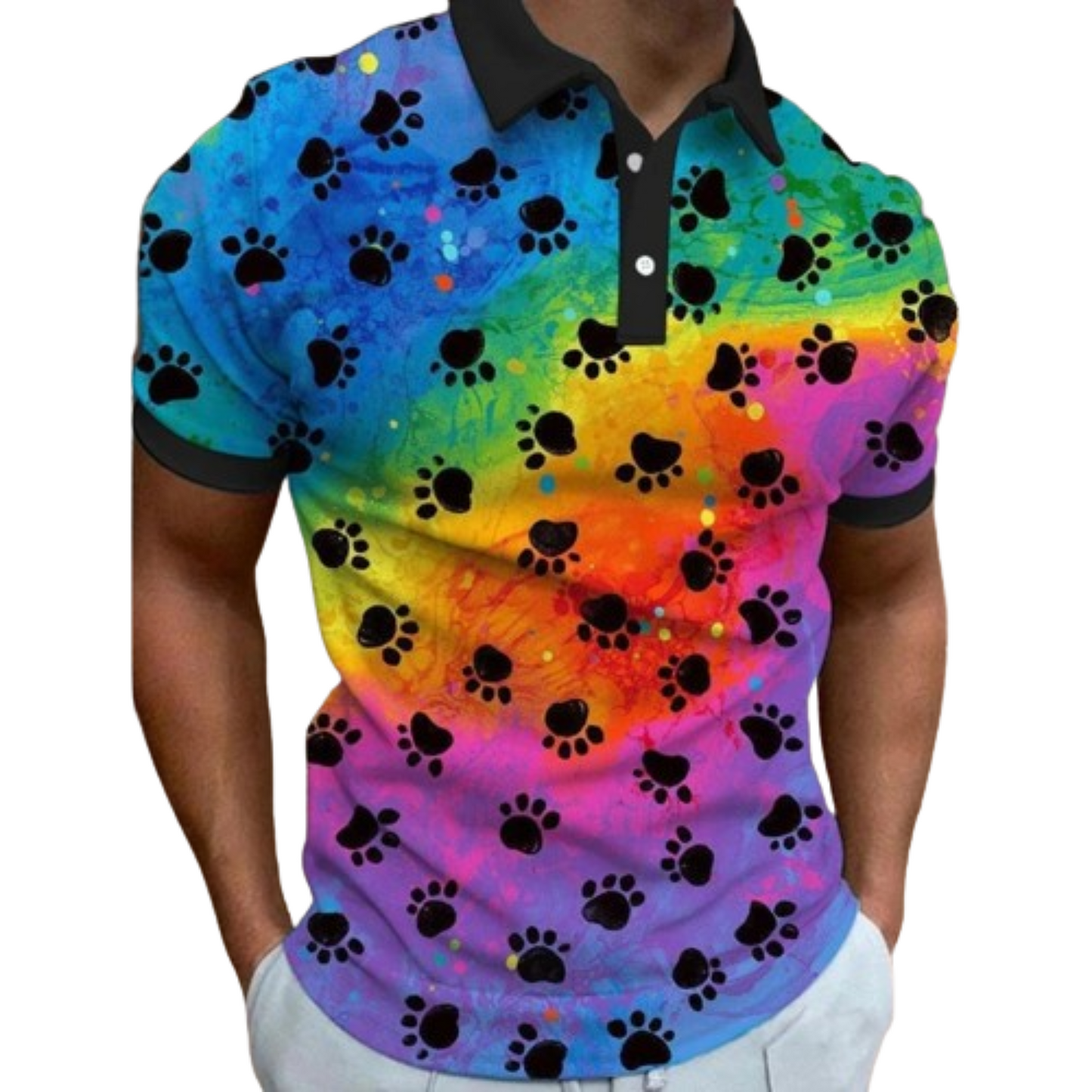 Zanvor - Heren Gestreepte Gradient Polo Shirt met Knoopsluiting - Korte Mouw, Casual Pasvorm, Ombre Design