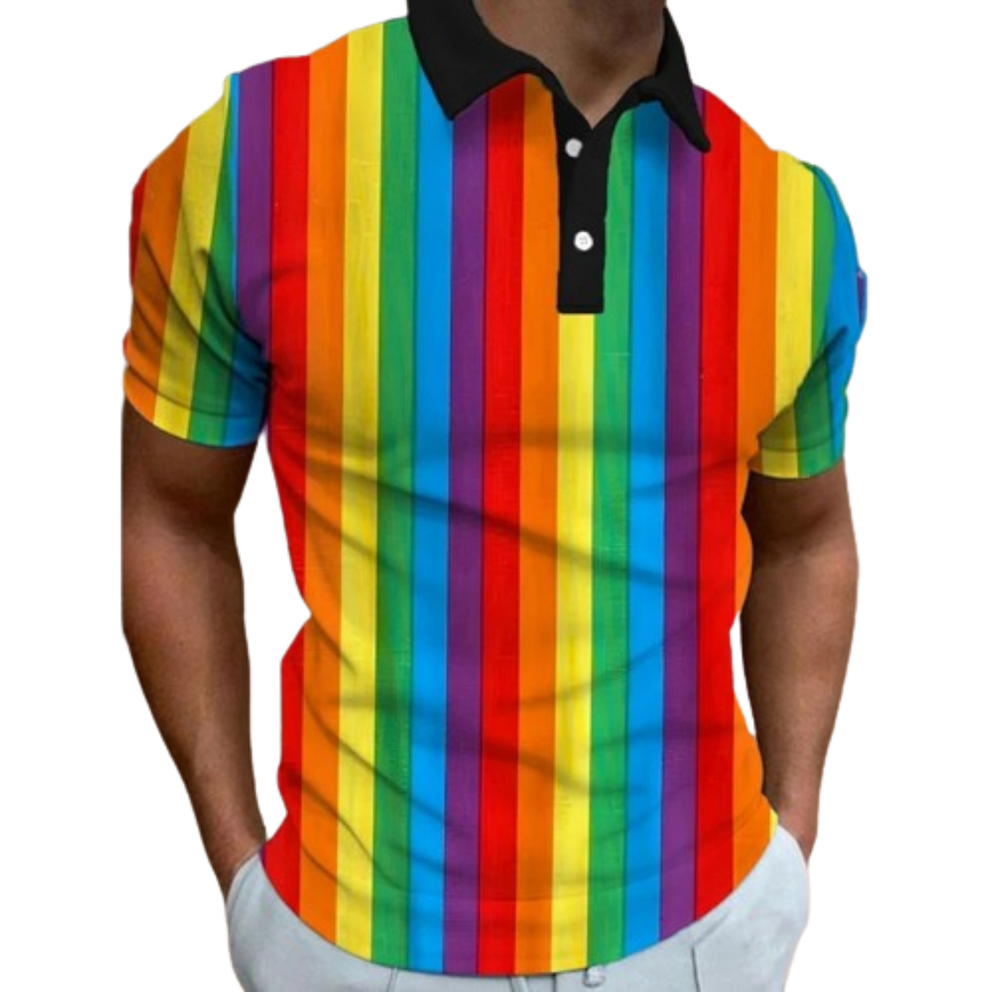 Zanvor - Heren Gestreepte Gradient Polo Shirt met Knoopsluiting - Korte Mouw, Casual Pasvorm, Ombre Design