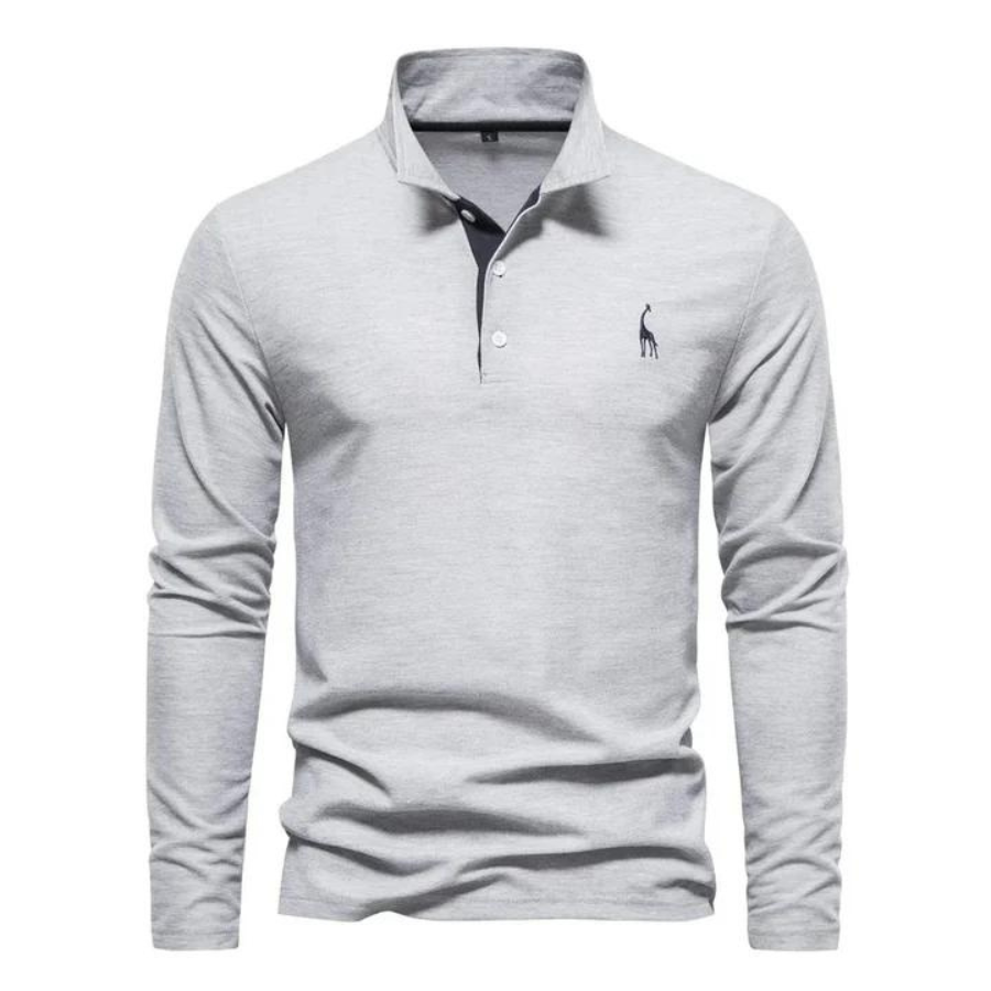 Gentric - Heren Polo met Lange Mouwen en Geborduurd Logo