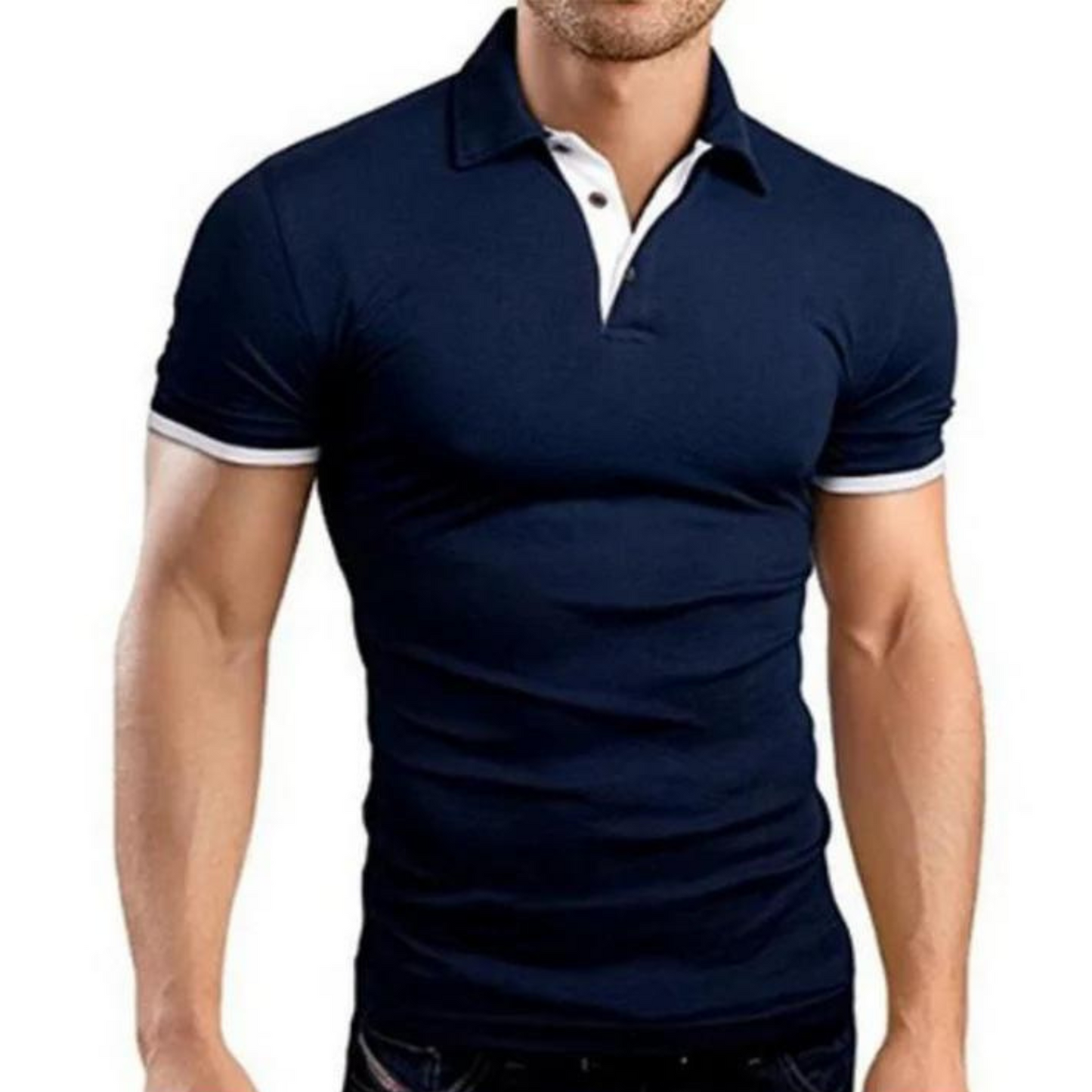 Stamhof - Heren Poloshirt met Contrasterende Kraag, Slim Fit, Korte Mouw, Casual Kleding