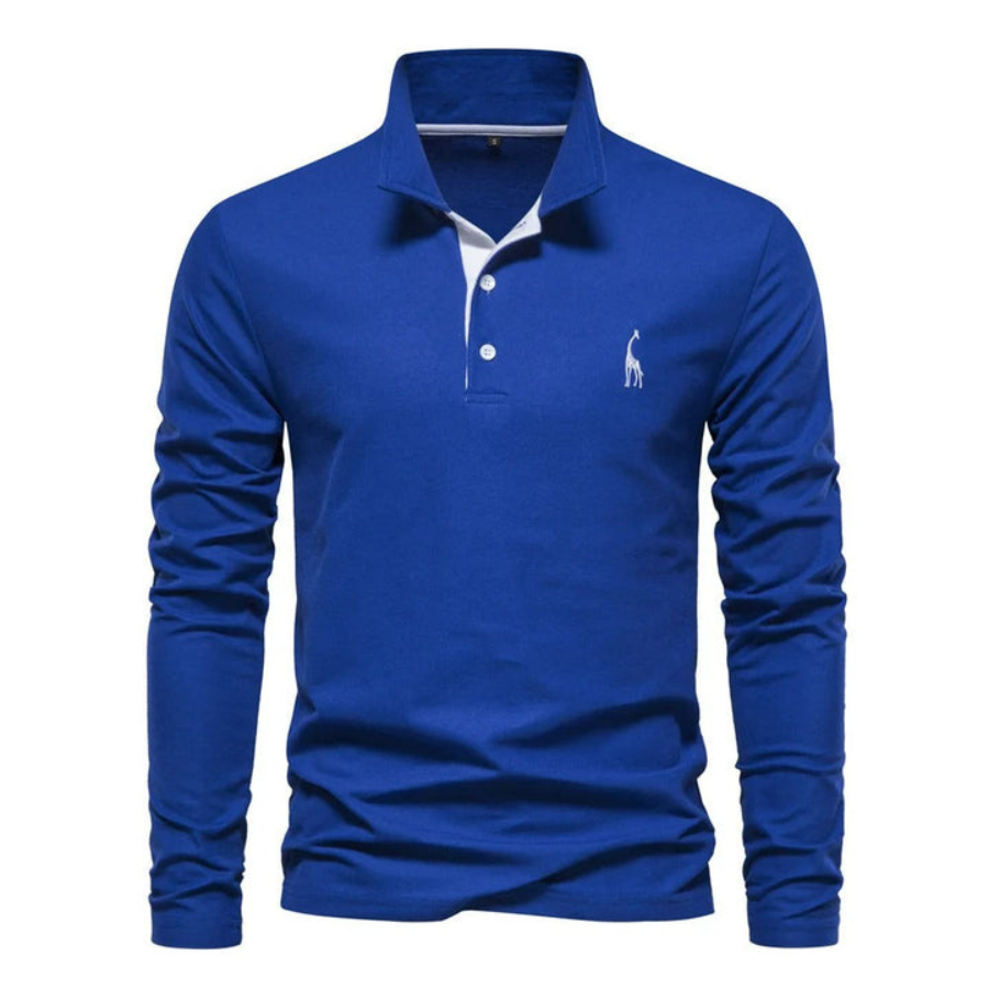 Gentric - Heren Polo met Lange Mouwen en Geborduurd Logo