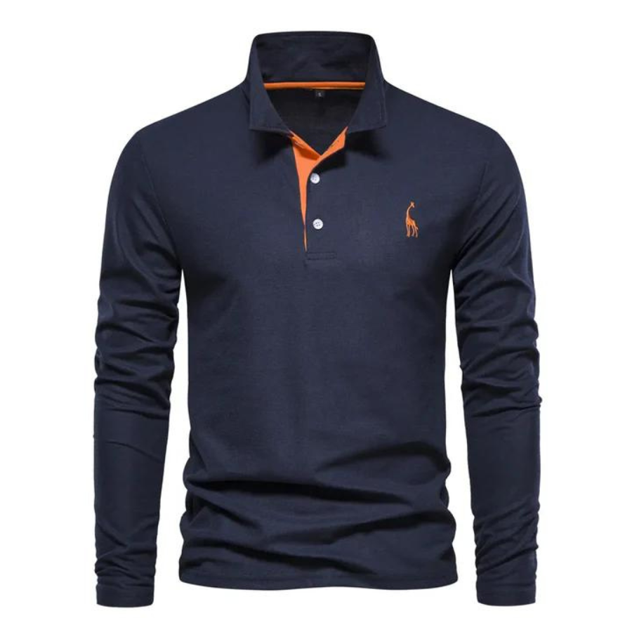 Flexurt - Heren Polo met Lange Mouwen, Contrastkraag en Geborduurd Logo