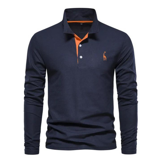 Flexurt - Heren Polo met Lange Mouwen, Contrastkraag en Geborduurd Logo