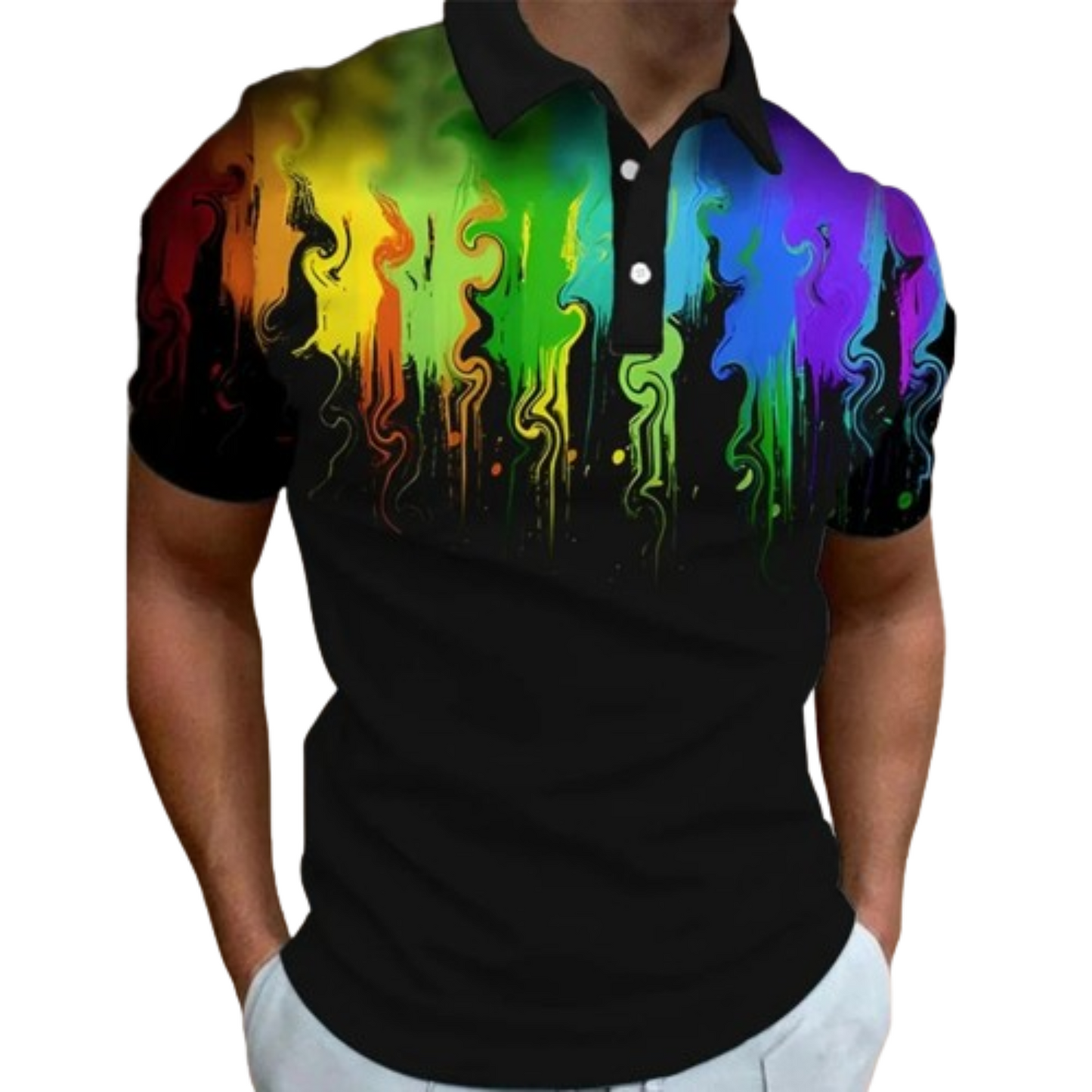 Zanvor - Heren Gestreepte Gradient Polo Shirt met Knoopsluiting - Korte Mouw, Casual Pasvorm, Ombre Design