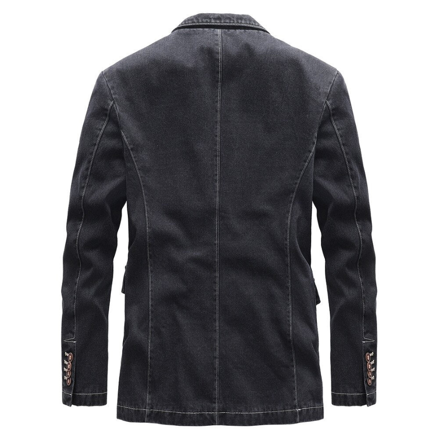 Joseph -  Heren Denim Blazer met Ingesneden Revers, Knoopsluiting, Casual Slim Fit Jasje