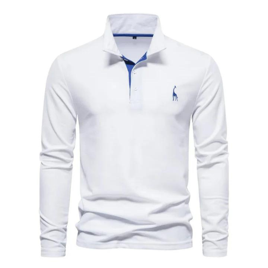 Gentric - Heren Polo met Lange Mouwen en Geborduurd Logo