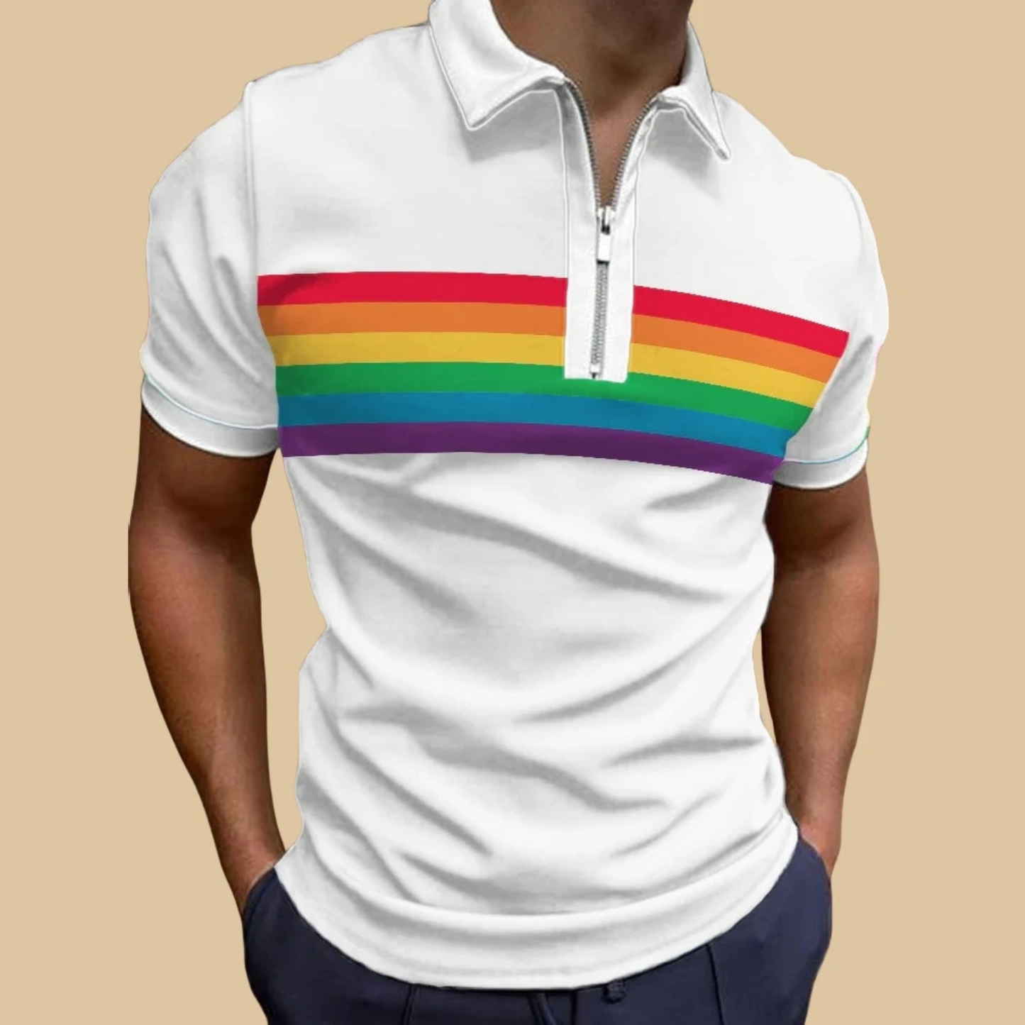 Volmar -  Heren Gradient Polo Shirt met Ritskraag - Korte Mouw, Casual Pasvorm, Ombre Design