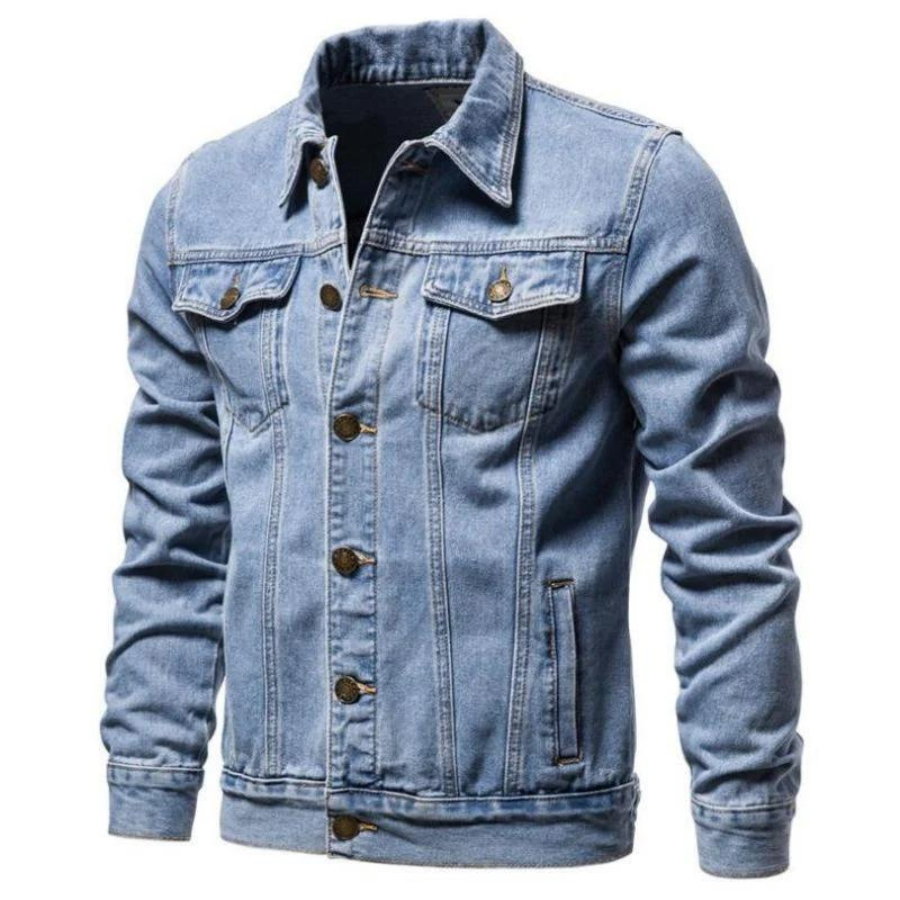 Mason - Heren Klassiek Denim Jasje met Knoopsluiting, Borstzakken, Casual Pasvorm