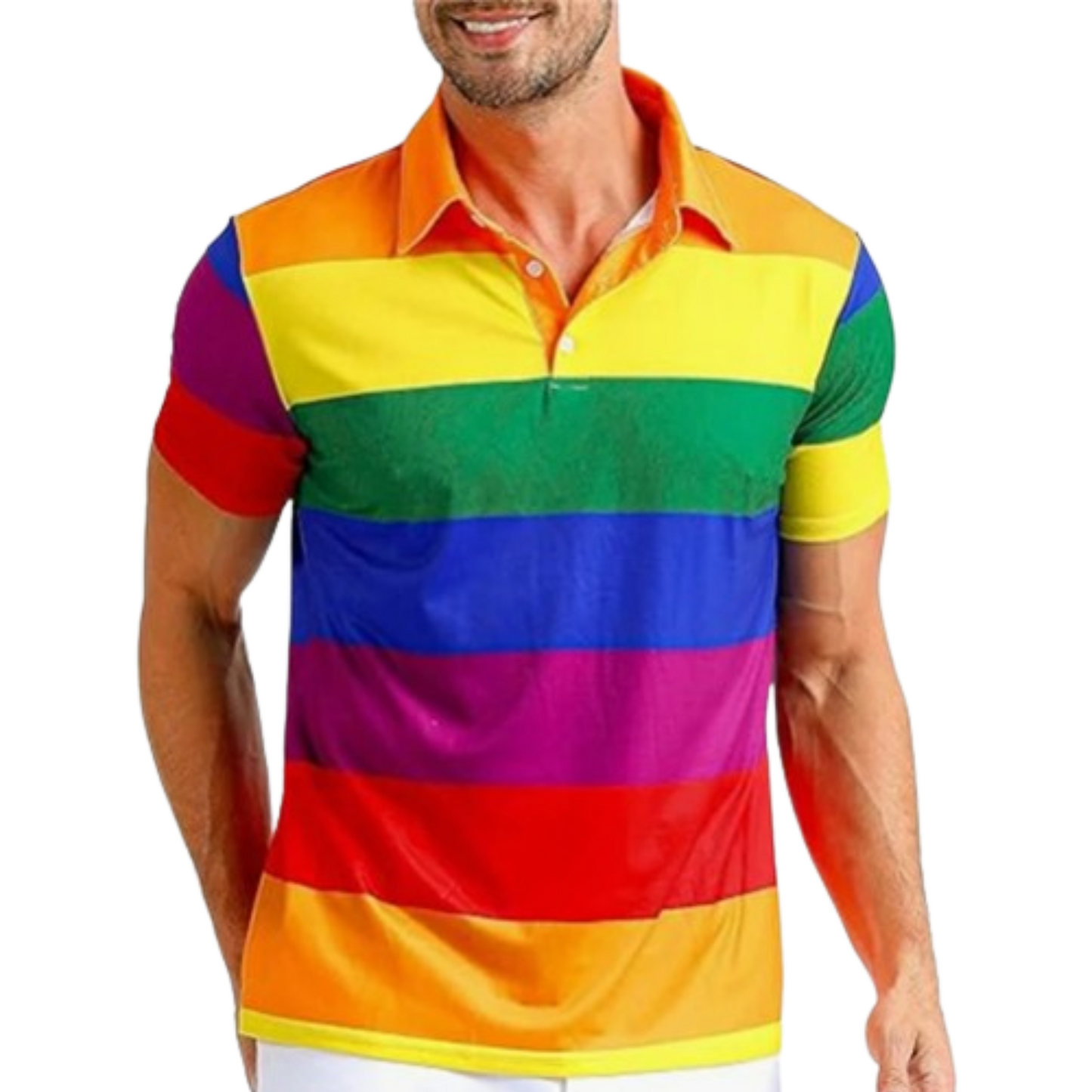 Zanvor - Heren Gestreepte Gradient Polo Shirt met Knoopsluiting - Korte Mouw, Casual Pasvorm, Ombre Design