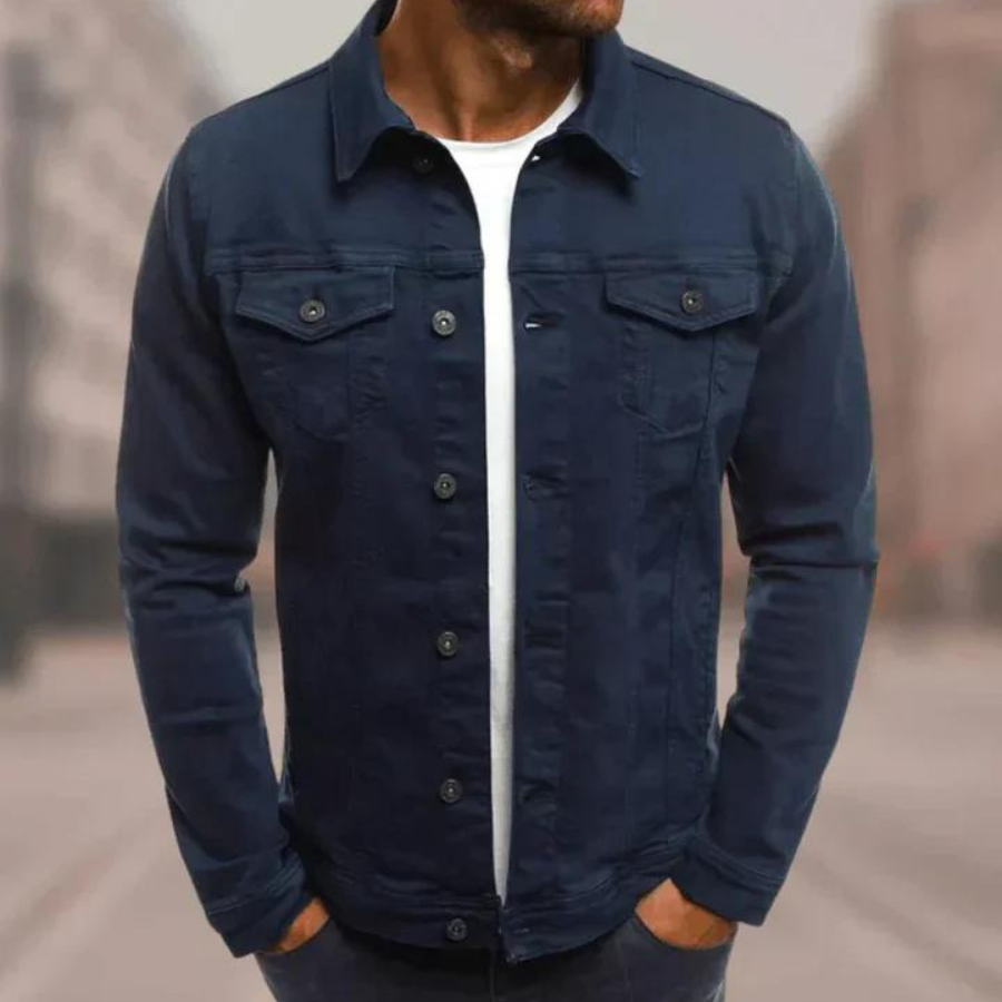 Luke - Heren Casual Denim Jasje met Knoopsluiting, Borstzakken, Slim Fit Ontwerp