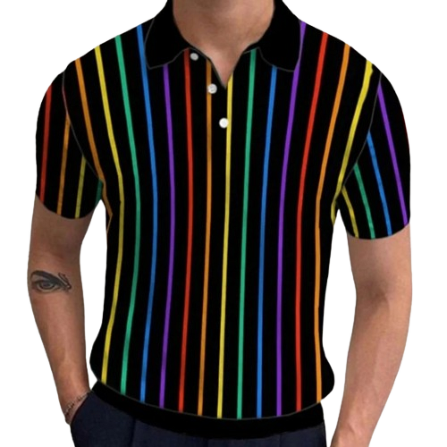 Zanvor - Heren Gestreepte Gradient Polo Shirt met Knoopsluiting - Korte Mouw, Casual Pasvorm, Ombre Design