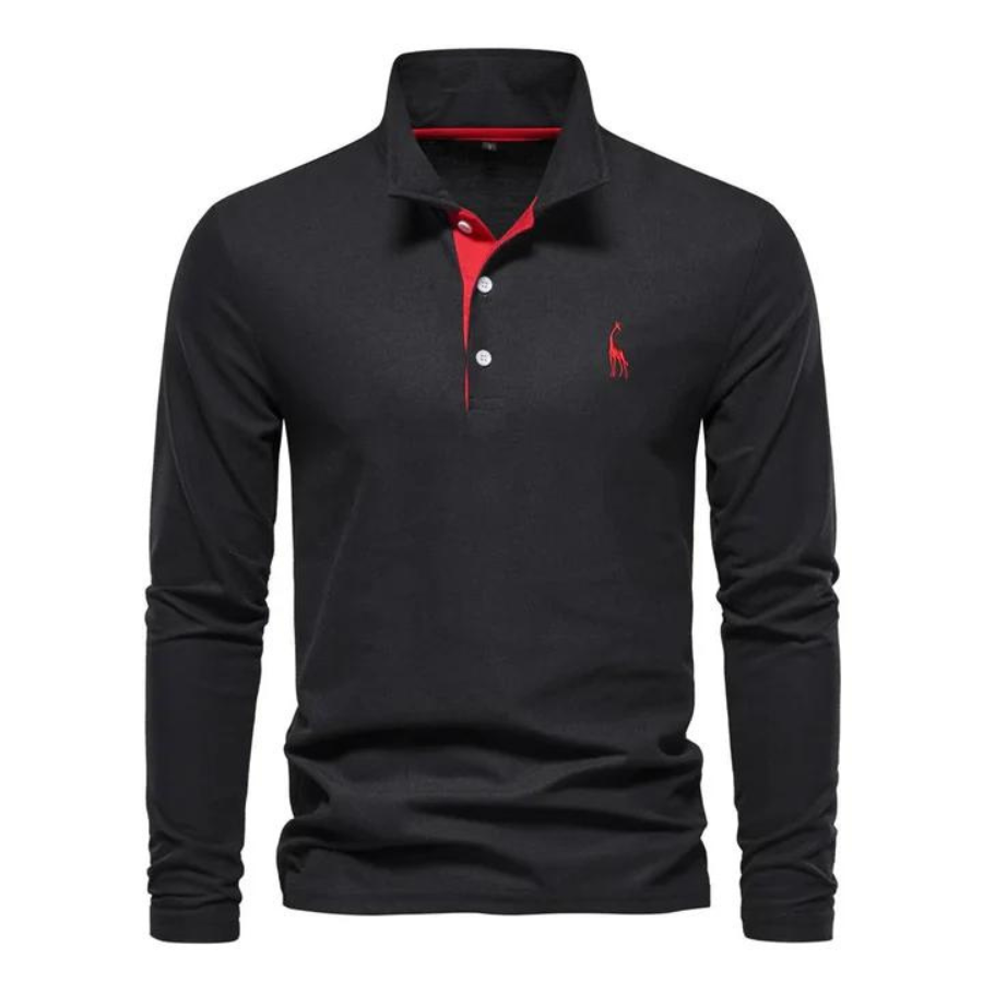 Gentric - Heren Polo met Lange Mouwen en Geborduurd Logo