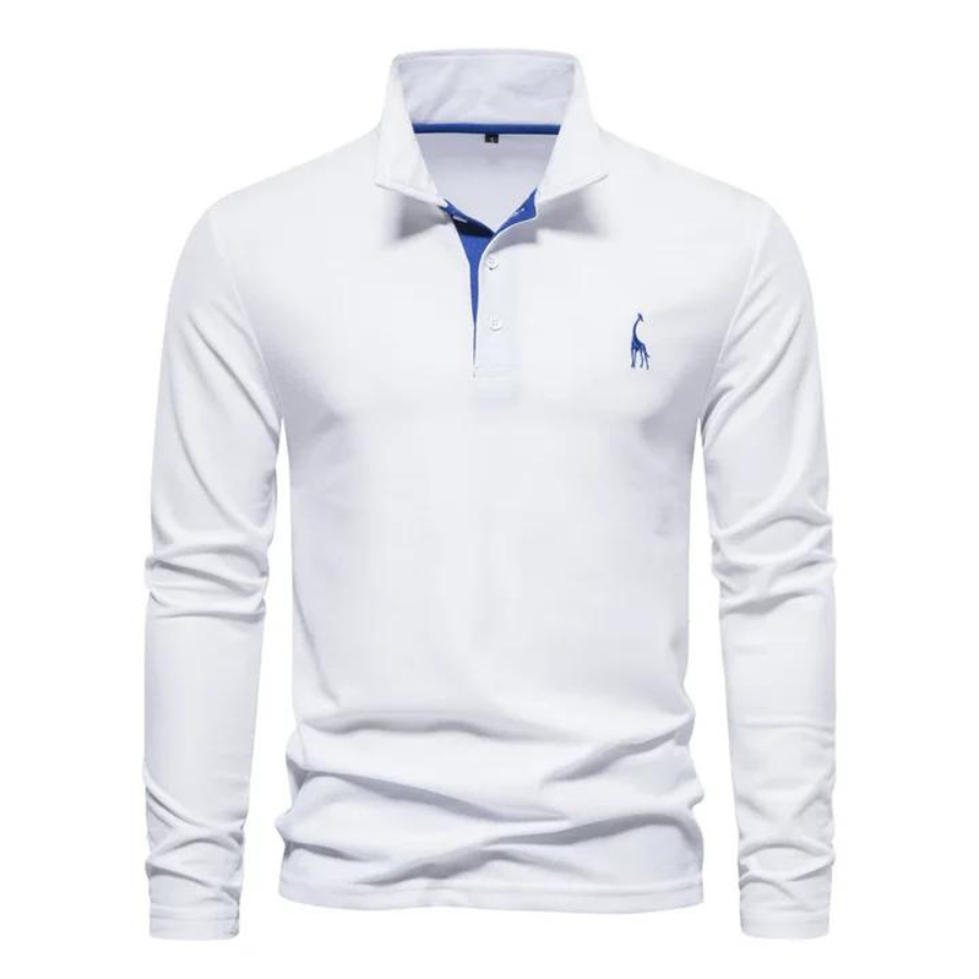 Flexurt - Heren Polo met Lange Mouwen, Contrastkraag en Geborduurd Logo