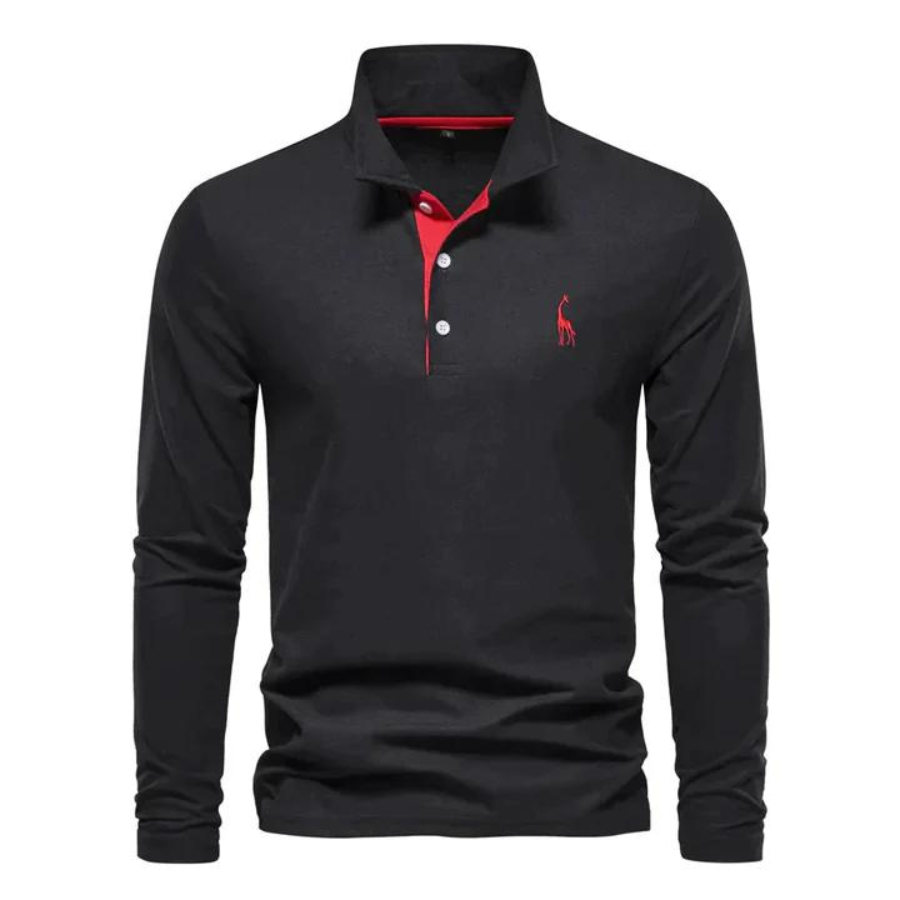 Flexurt - Heren Polo met Lange Mouwen, Contrastkraag en Geborduurd Logo