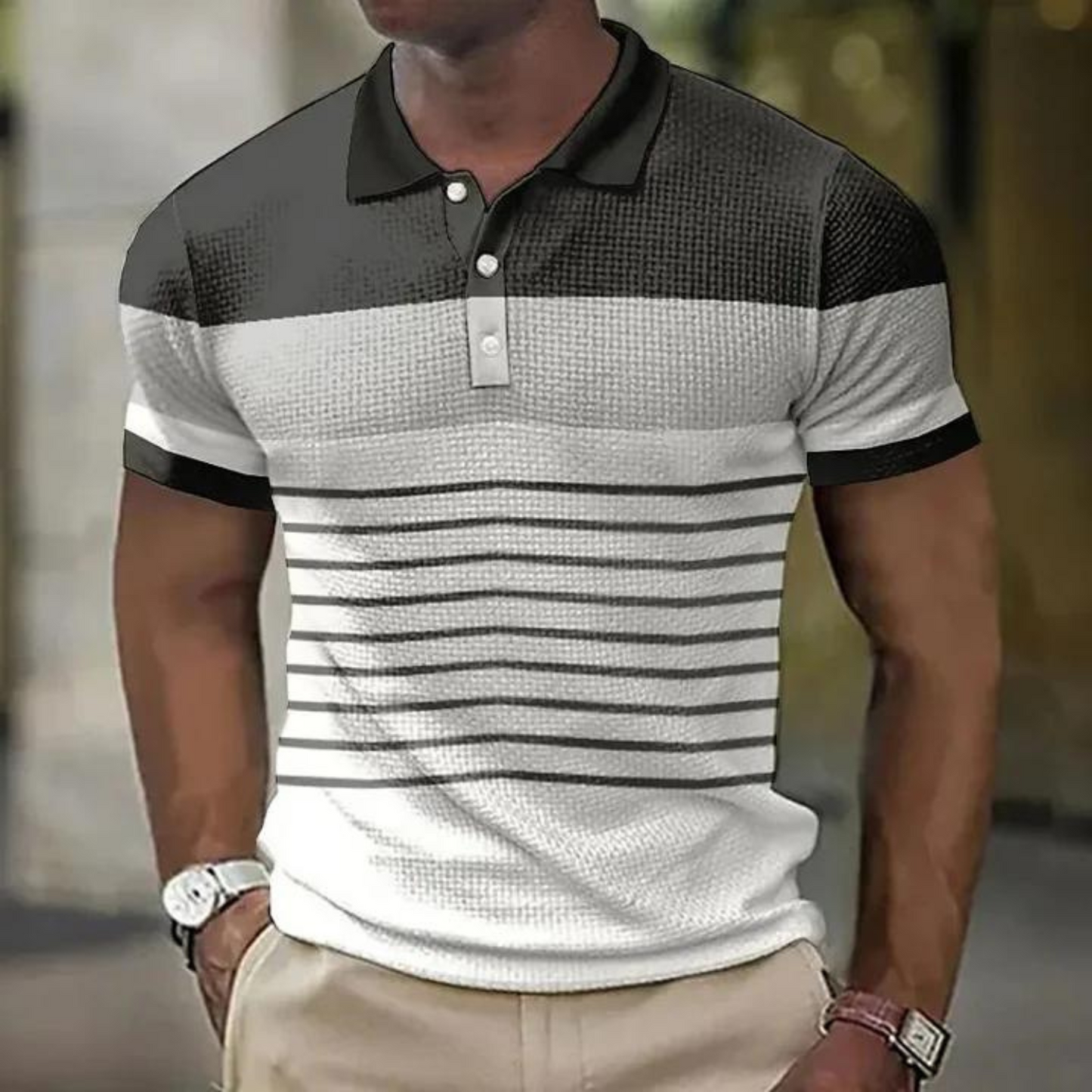 Kalmeer - Heren Gestreept Poloshirt, Slim Fit, Korte Mouw, Casual Kleding