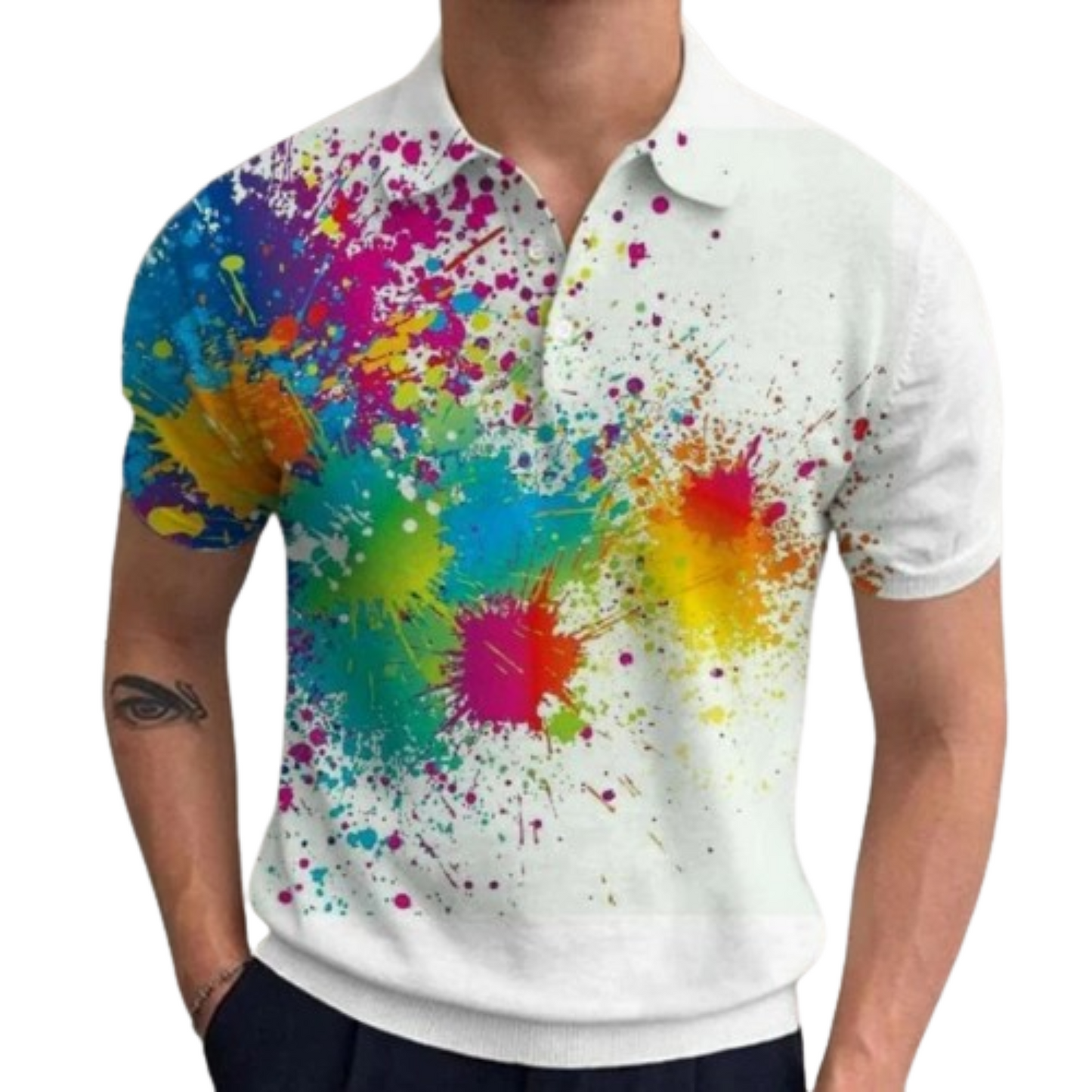 Zanvor - Heren Gestreepte Gradient Polo Shirt met Knoopsluiting - Korte Mouw, Casual Pasvorm, Ombre Design