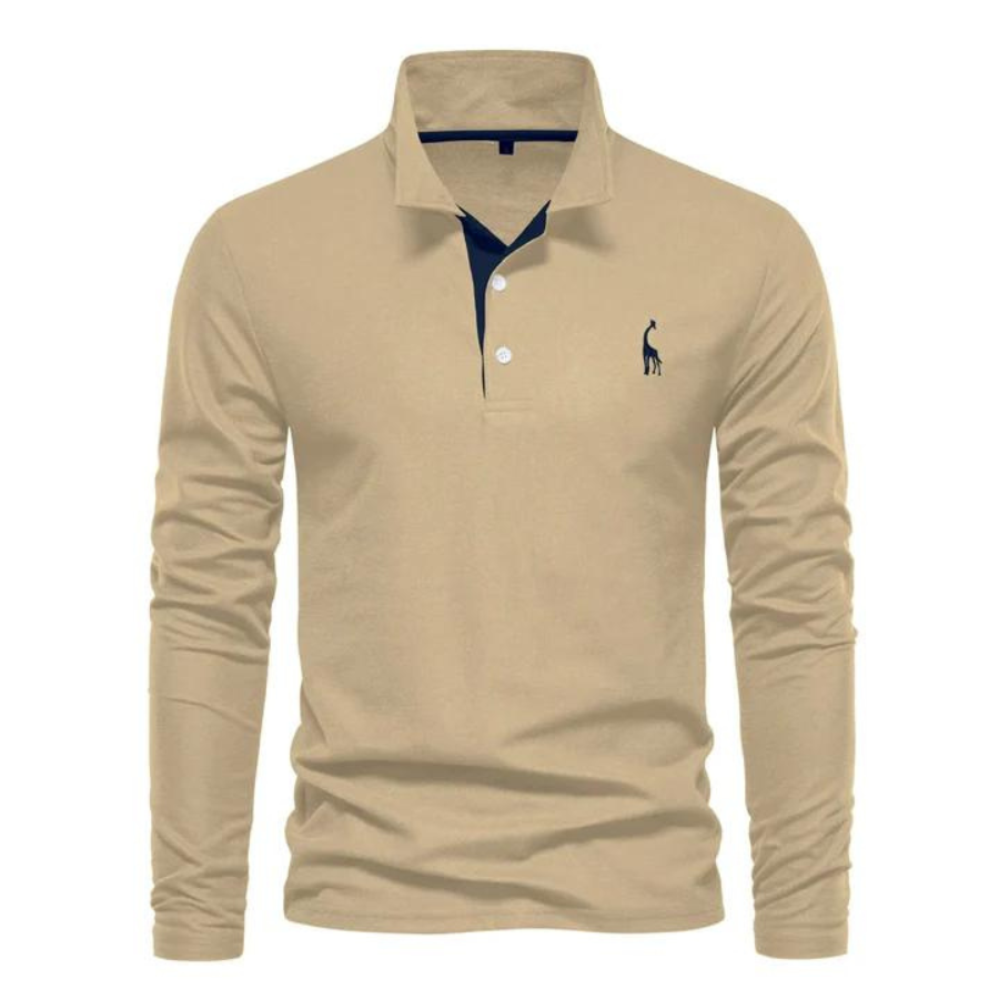 Gentric - Heren Polo met Lange Mouwen en Geborduurd Logo