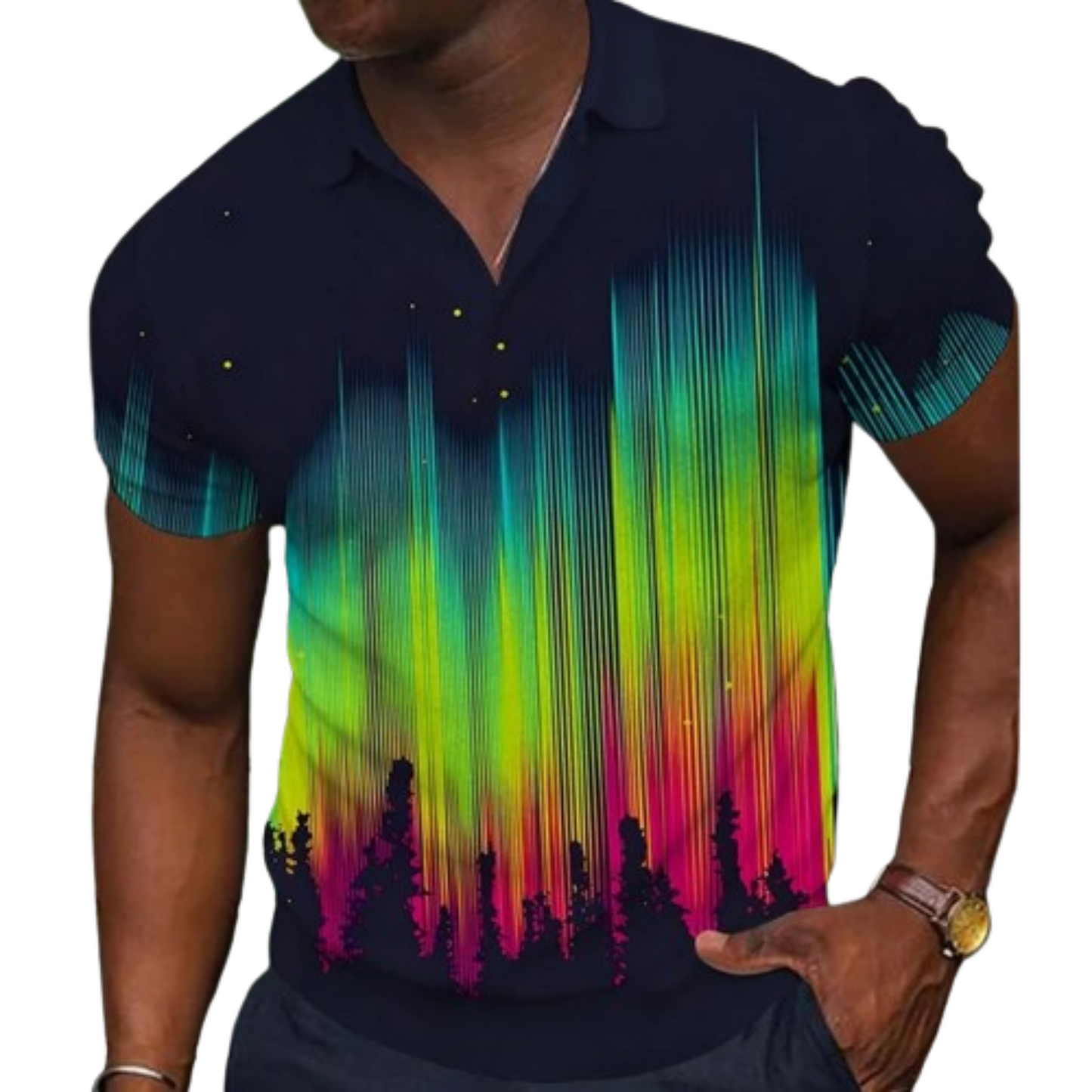 Zanvor - Heren Gestreepte Gradient Polo Shirt met Knoopsluiting - Korte Mouw, Casual Pasvorm, Ombre Design