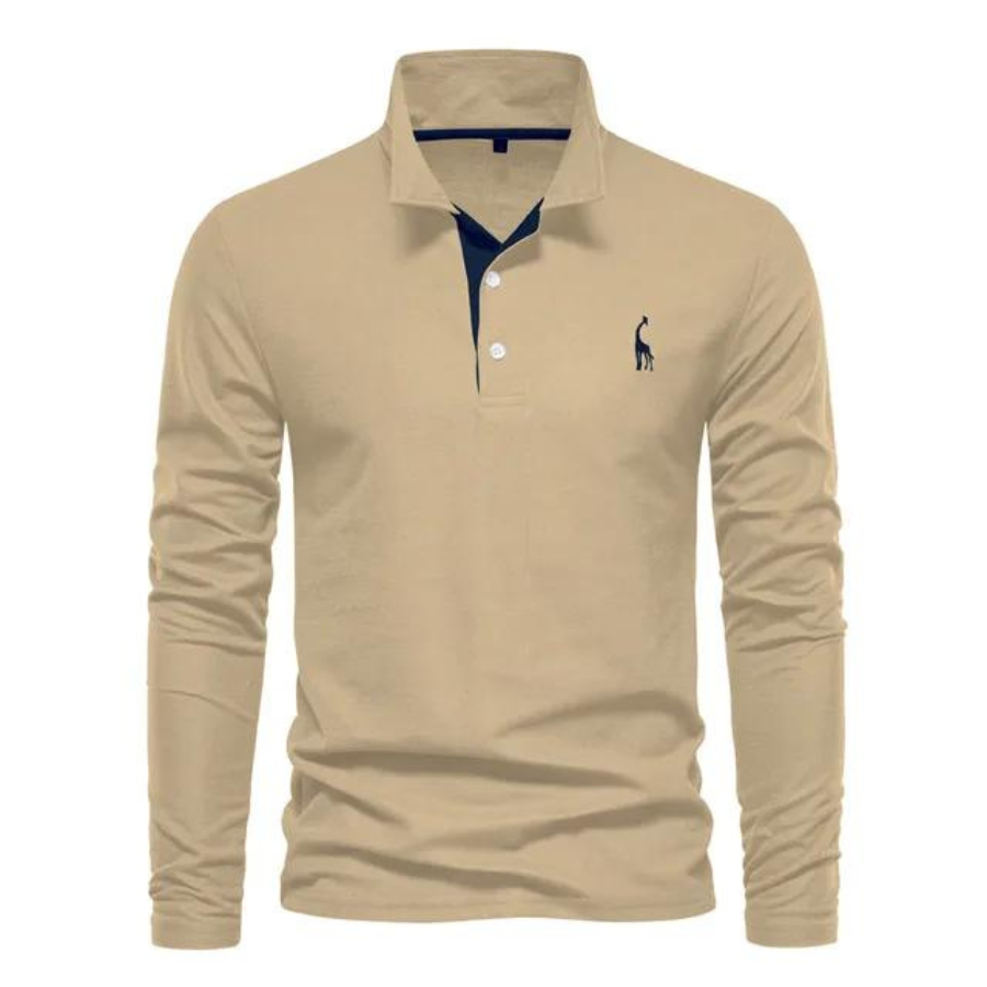 Flexurt - Heren Polo met Lange Mouwen, Contrastkraag en Geborduurd Logo