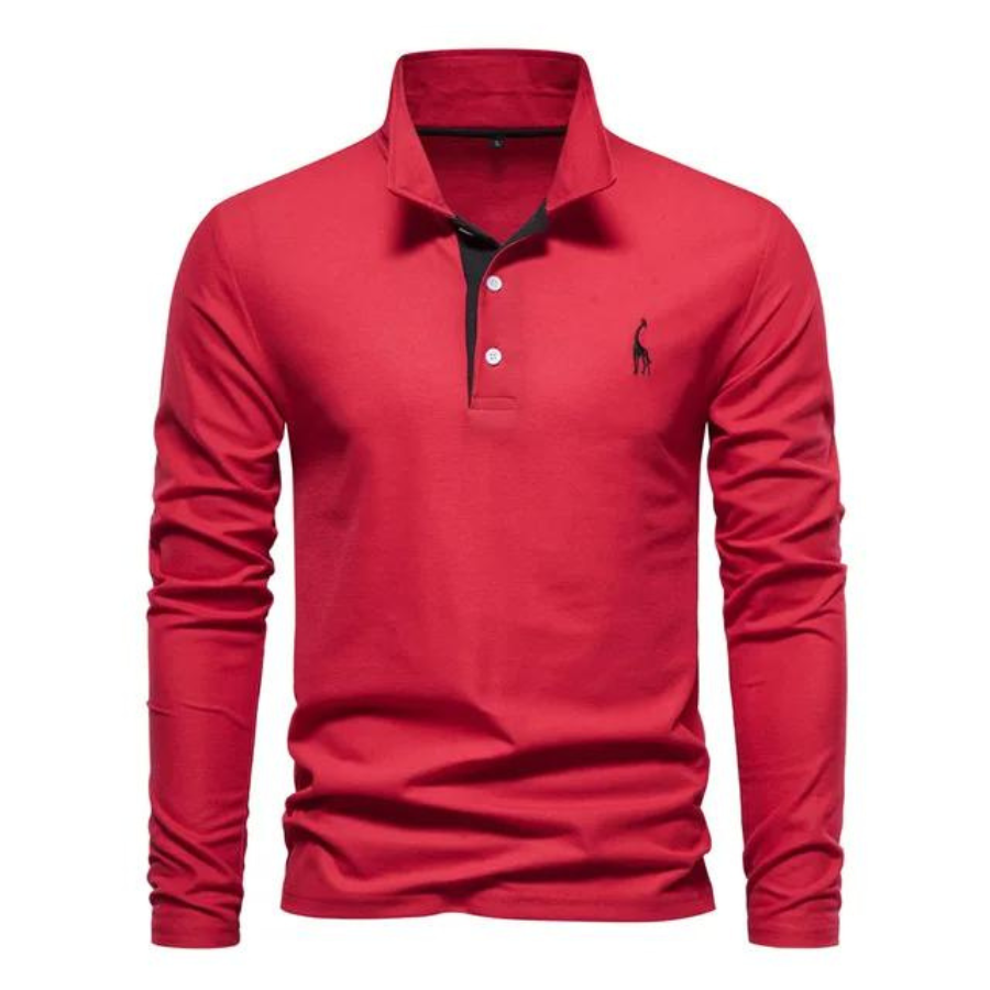 Flexurt - Heren Polo met Lange Mouwen, Contrastkraag en Geborduurd Logo