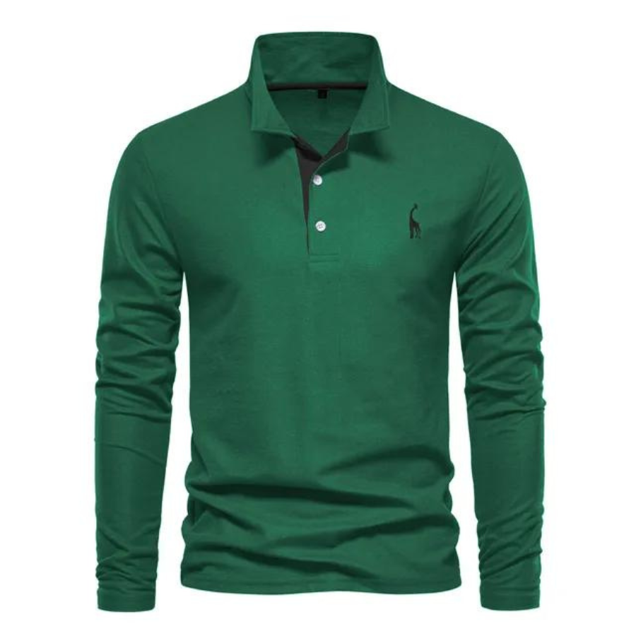 Flexurt - Heren Polo met Lange Mouwen, Contrastkraag en Geborduurd Logo