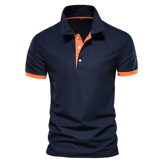 MenRoot - Polo met Contrasterende Afwerking voor Heren, Korte Mouw Casual Overhemd met Kraag